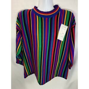Vintage 90s Extra Touch International Sportswear Co Multi 2X Knitted Sweater NWT